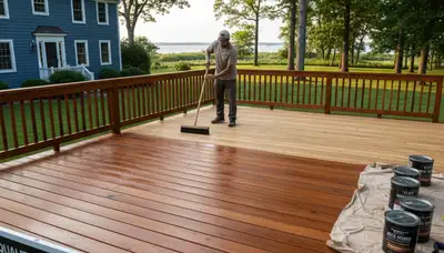 Professional deck staining in Easton, PA enhancing wood beauty and protecting outdoor decks from weather