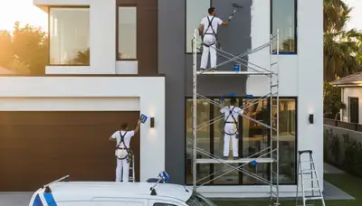 Professional exterior house painters finishing home in Easton, PA with durable weather-resistant paint
