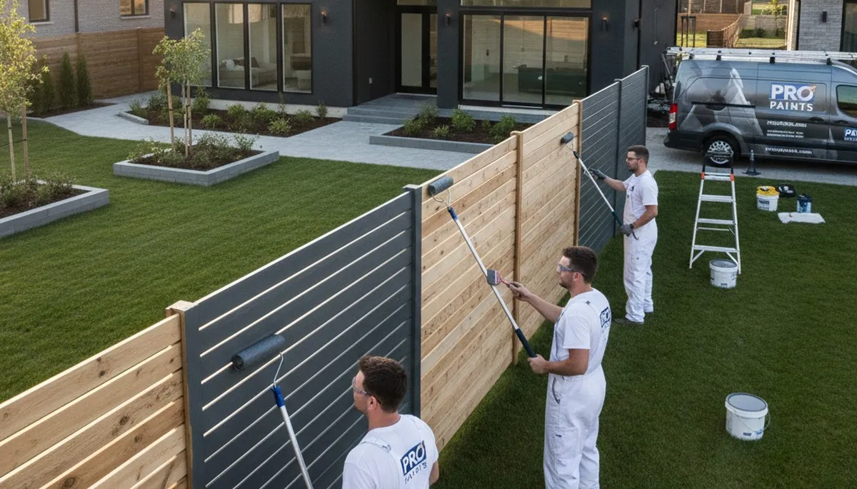 Professional fence painting in Easton, PA by local house painters applying durable outdoor finish