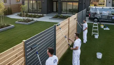 Professional fence painting in Easton, PA by local house painters applying durable outdoor finish