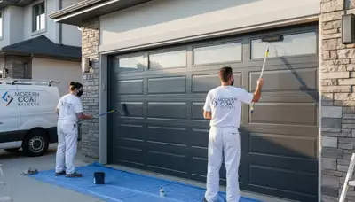 Professional garage door painting in Easton, PA by expert house painters enhancing curb appeal