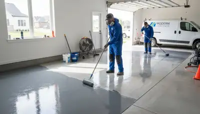 Epoxy garage floor coating in Easton PA with durable finish by local house painting professionals