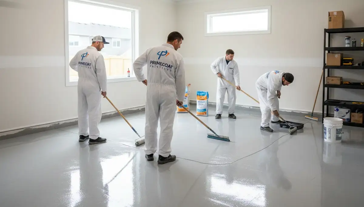 Epoxy garage floor coating in Easton, PA with durable, glossy finish by local painting experts