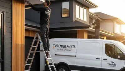 Professional gutter painting on a residential home in Easton, PA by expert house painters
