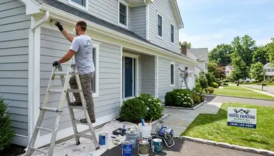 Professional house painters improving home exterior in Easton, PA