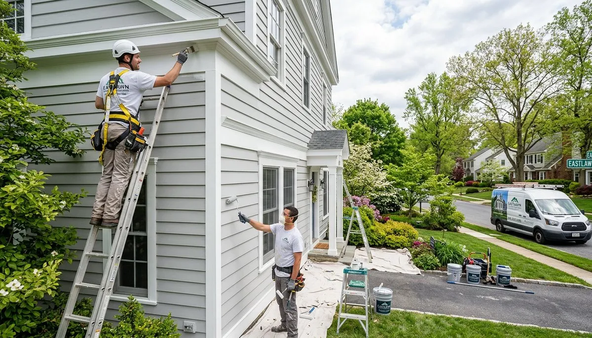 Professional house painters in Easton PA applying exterior home paint for lasting curb appeal
