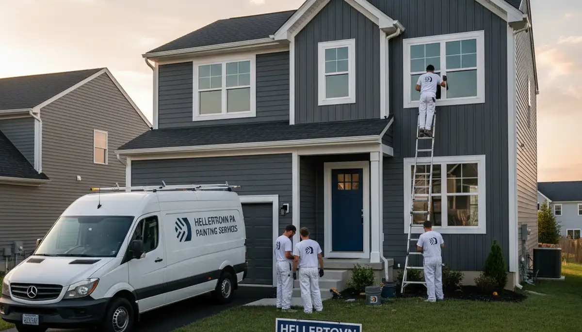Professional house painters in Easton PA applying fresh exterior paint to a residential home