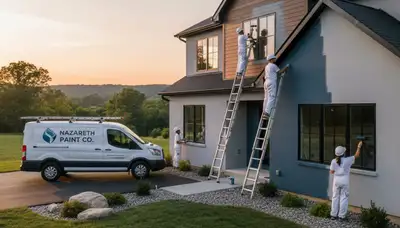 Professional house painters working on residential exterior in Easton, PA