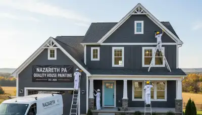 Professional house painter finishing exterior home repaint in Easton, PA