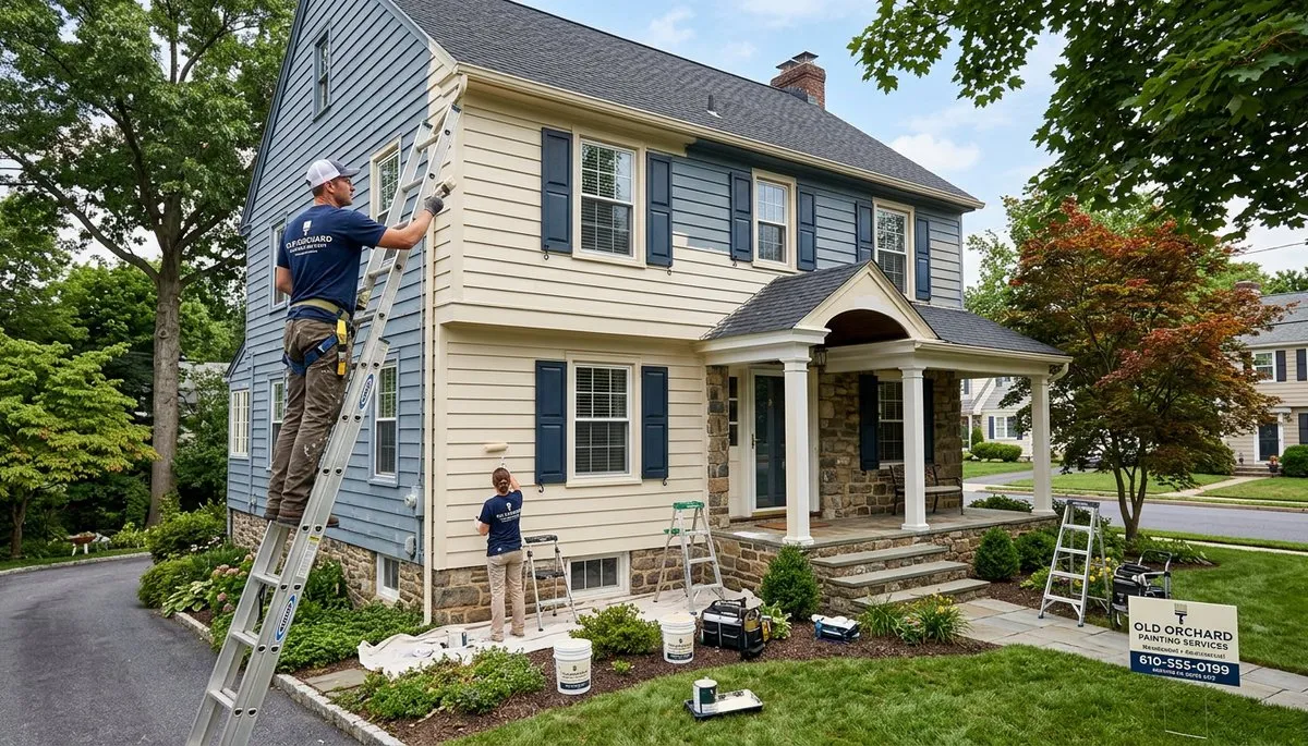 Professional house painters in Easton PA applying exterior home paint for a smooth, lasting finish