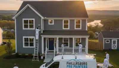 Professional house painters refreshing home exterior in Easton, PA