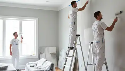Professional interior house painters in Easton, PA applying premium finishes to living room walls