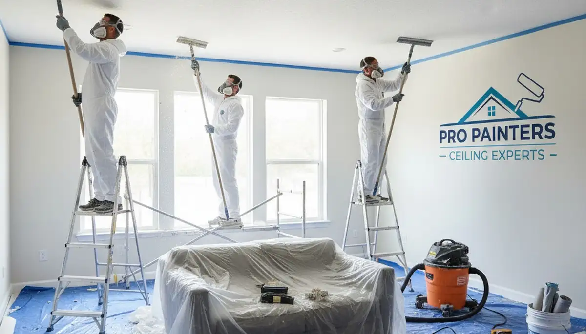 Professional popcorn ceiling removal by house painters in Easton, PA for updated interior ceilings