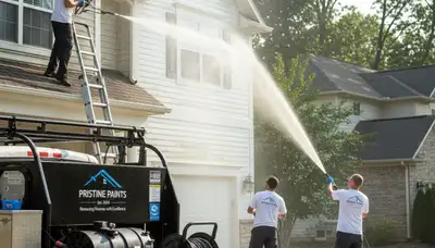 Professional pressure cleaning of home exterior in Easton, PA by expert local house painters