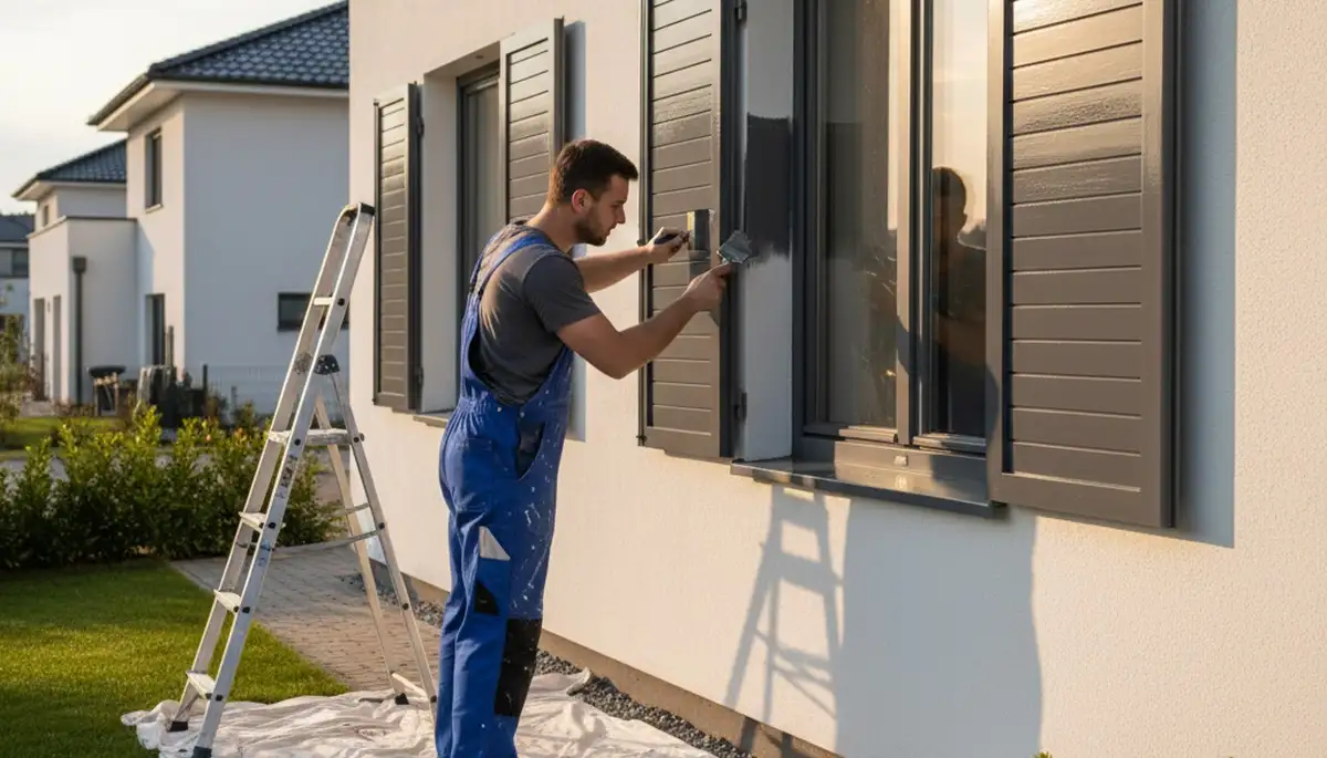 Professional shutter painting on a residential home in Easton, PA by expert exterior painters