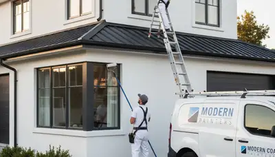 Professional trim and fascia painting on a home exterior in Easton, PA by expert house painters