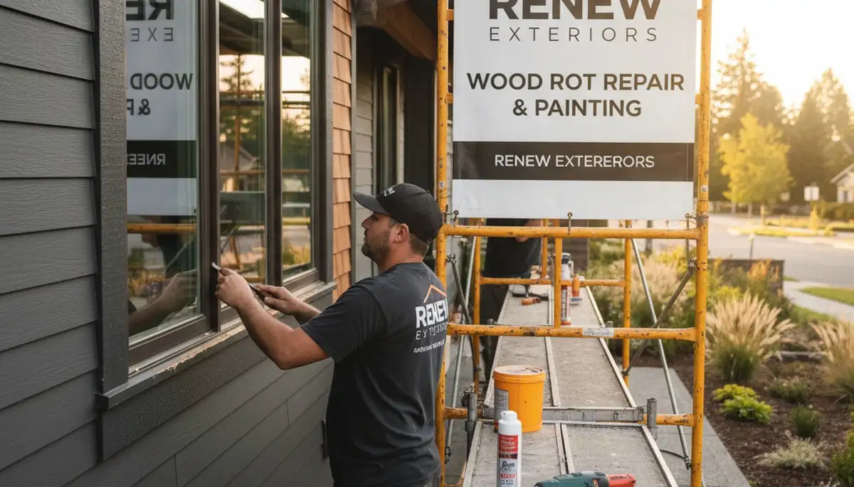 Professional wood rot repair on home siding by expert painters in Easton, PA